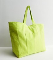 New Look Light Green Canvas Large Tote Bag